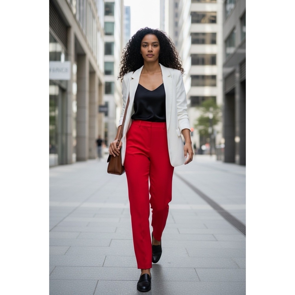 Wmns RETRO Luxury High Quality Silken-Lined Red Trouser Pants Size 10 Vintage